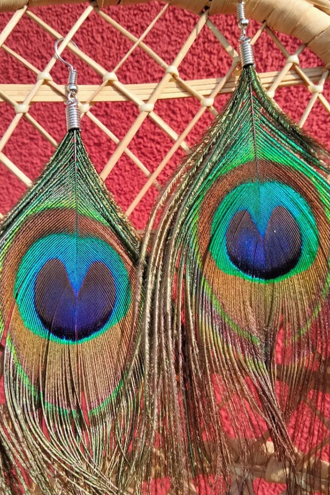 PAVONE - Orecchini piuma