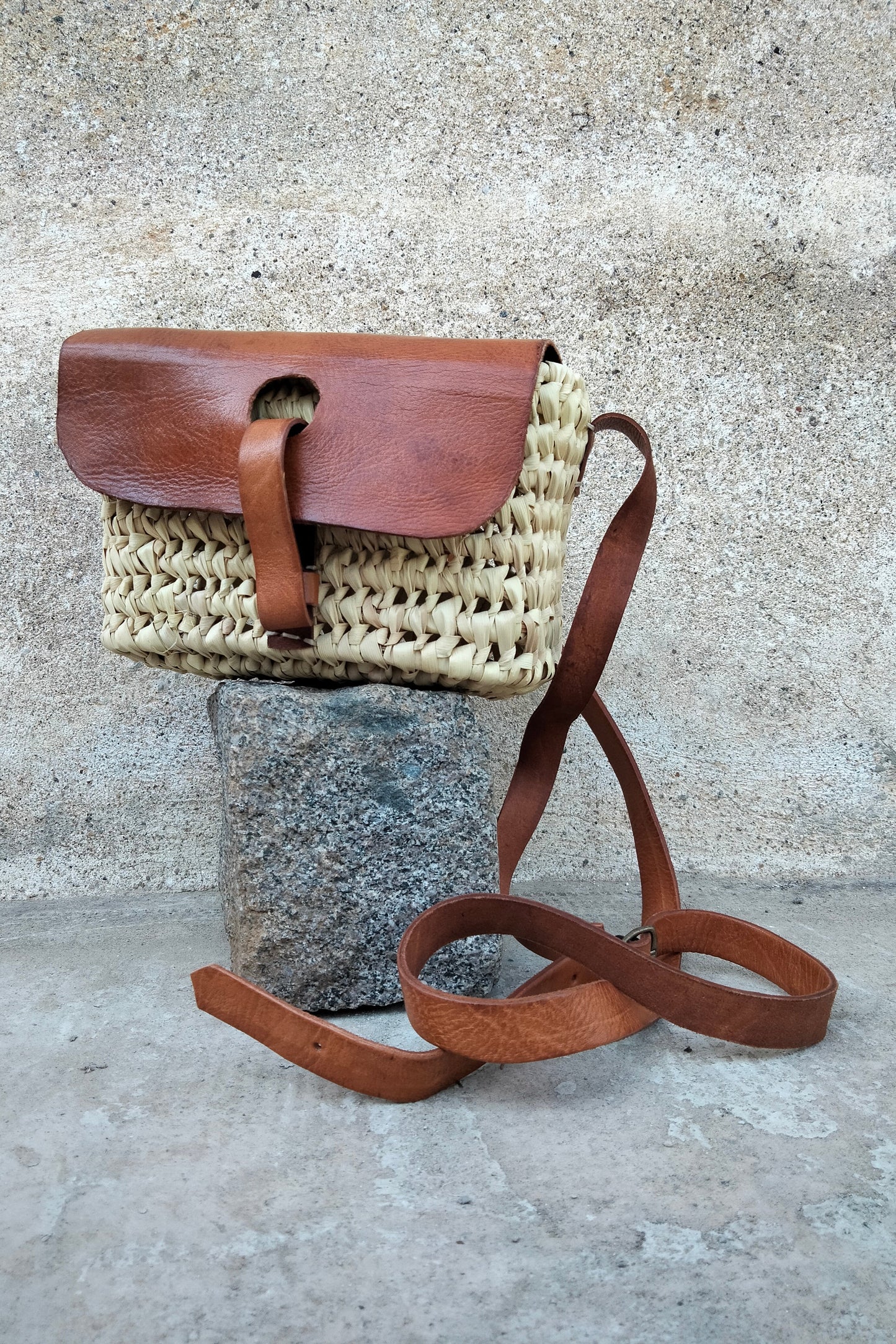 JANE - Borsa pelle e rafia