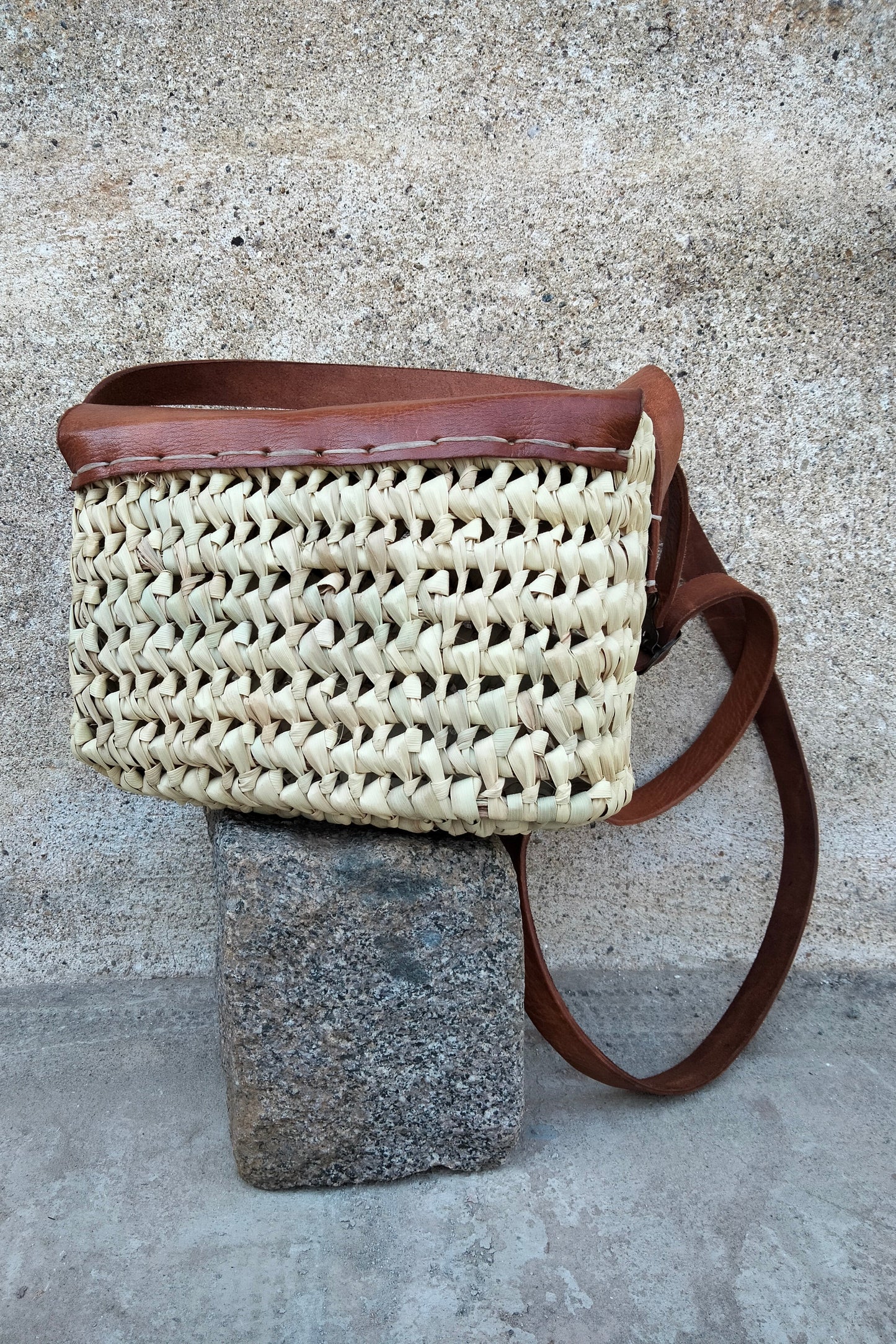 JANE - Borsa pelle e rafia