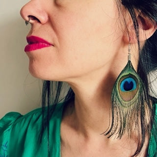 PAVONE - Orecchini piuma